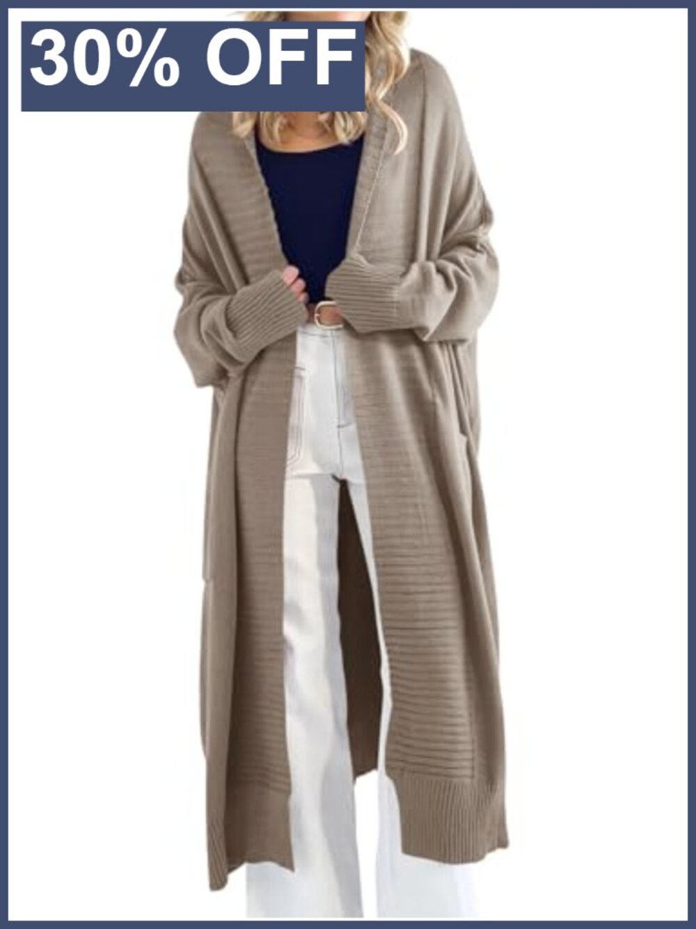 Womens Oversized Chunky Knit Long Cardigan Duster Coat with Pockets